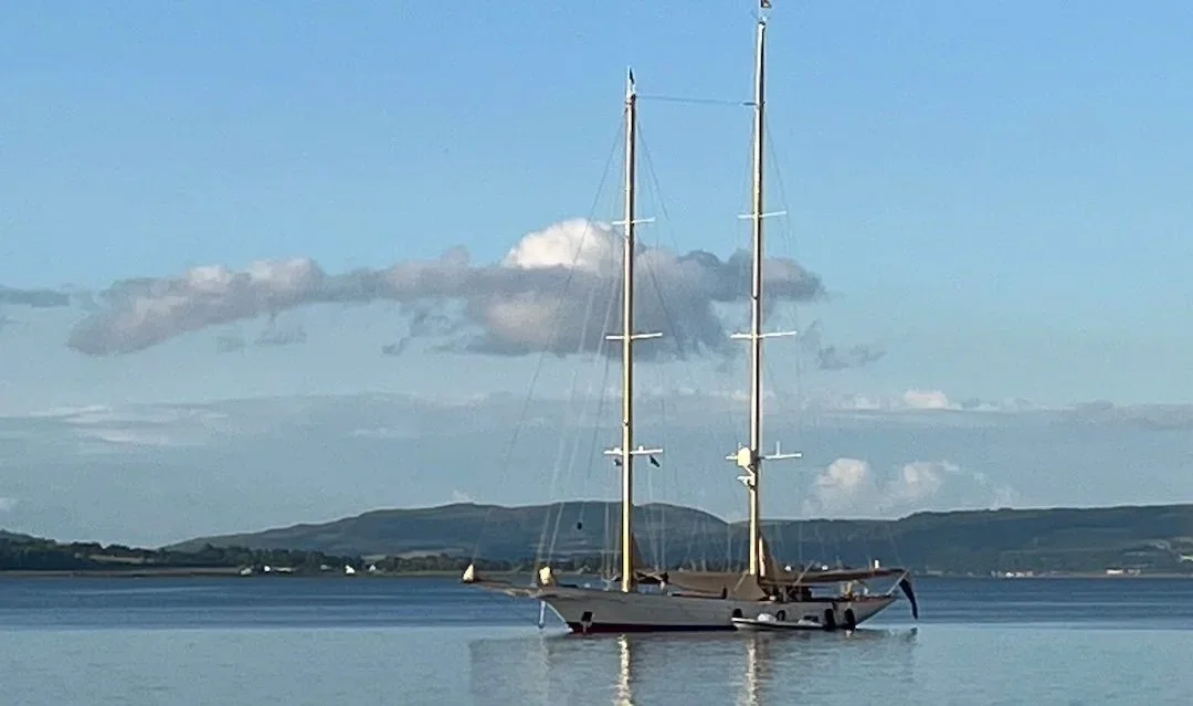 Isle of Bute - yacht anchored in Rothesay Bay