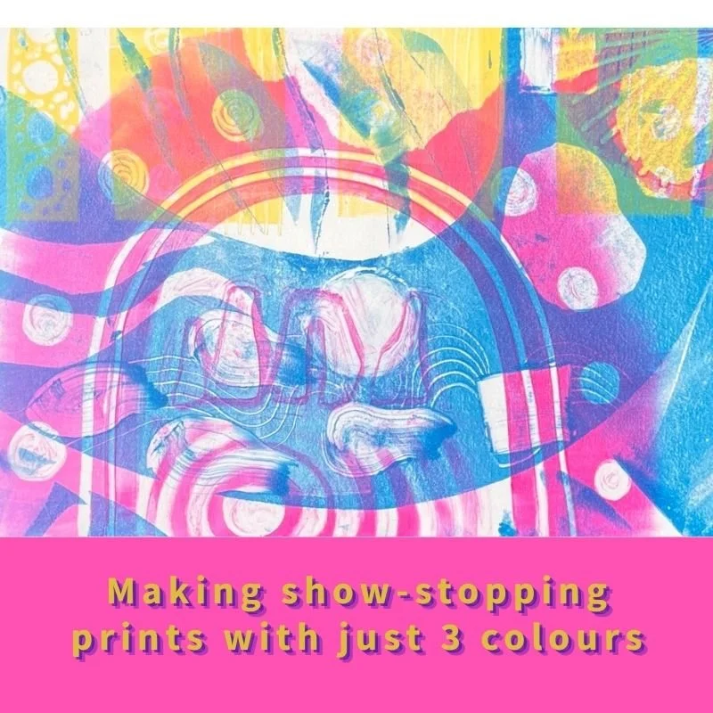3 colour monotype mark making
