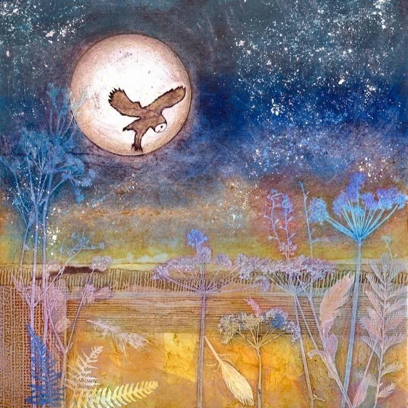 On The Hunt XI | Monotype/Collagraph Wildlife Art Print