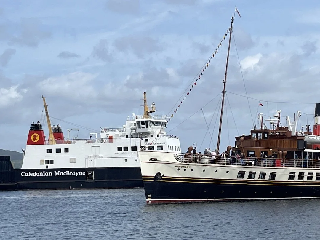 Isle of Bute -Waverley paddle steamer and calmac ferry at Rothesay harbour