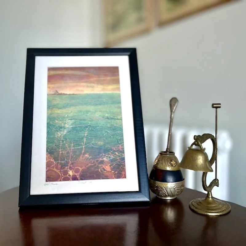 affordable-art-print-carol-nunan-distant-isle-a4 framed in black.JPG