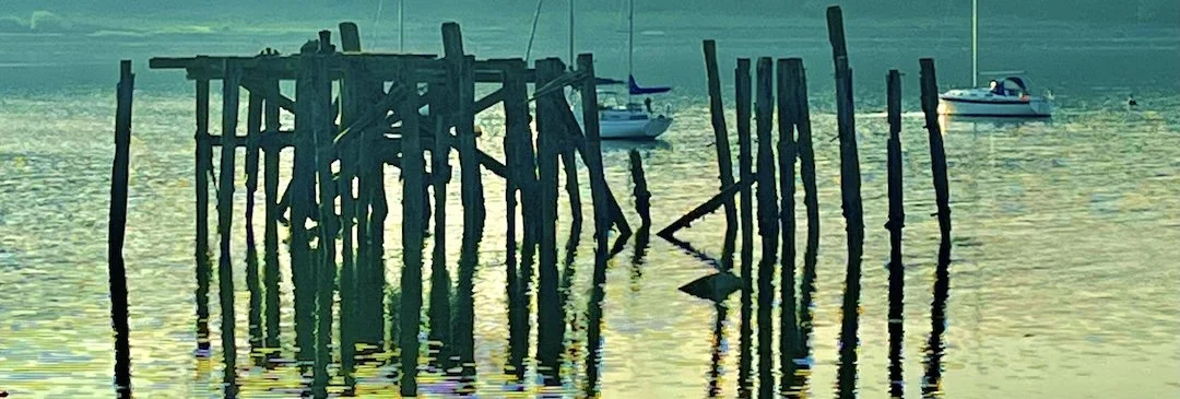 Old derelict pier at port bannatyne