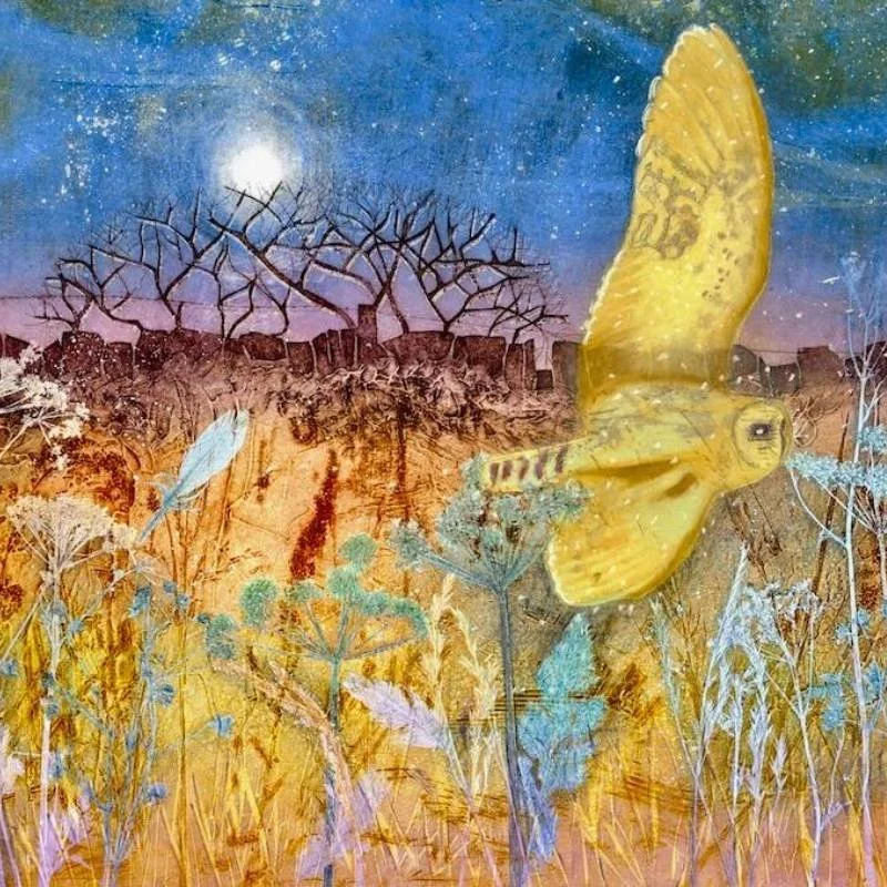 Winter On The Moors at Night IV | Collagraph Northumberland Landscape Art Print
