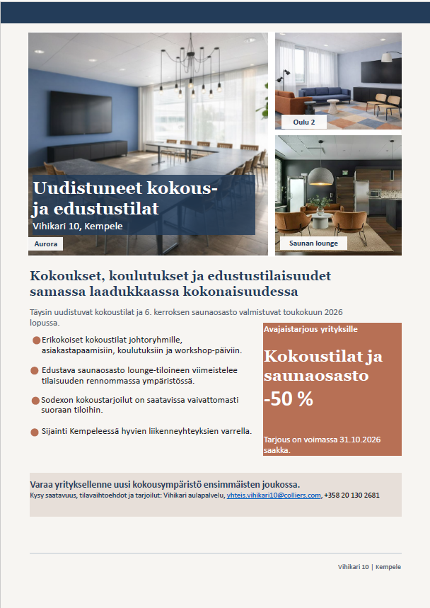 Uudistuneet kokous- ja edustustilat