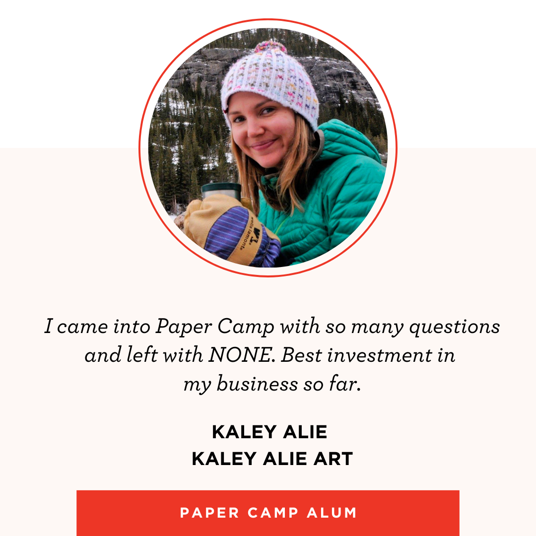 Kaley Alie of Kaley Alie Art, Paper Camp alum.
