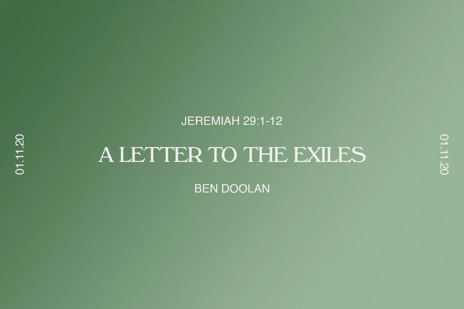 Sunday 1st November 2020 - Ben Doolan - A Letter to the Exiles (Jeremiah 29:1-12) episode artwork