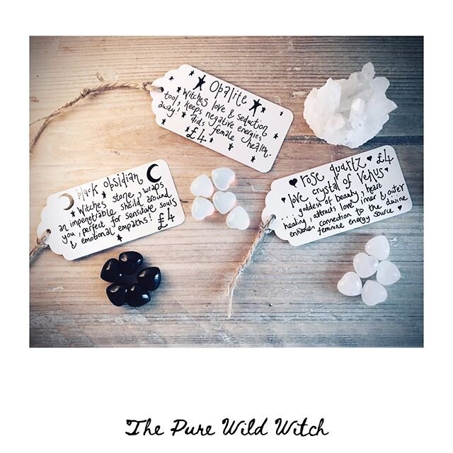 ⭒ W I T C H E S  C R Y S T A L S ⭒ ⭒ Little hearts available in The Hideout today . . . let the crystal choose you . . . 
#thepurewildwitch #crystals #witchescrystals #rosequartz #blackobsidian #opalite #crystalhealing #crystalhealingenergy
