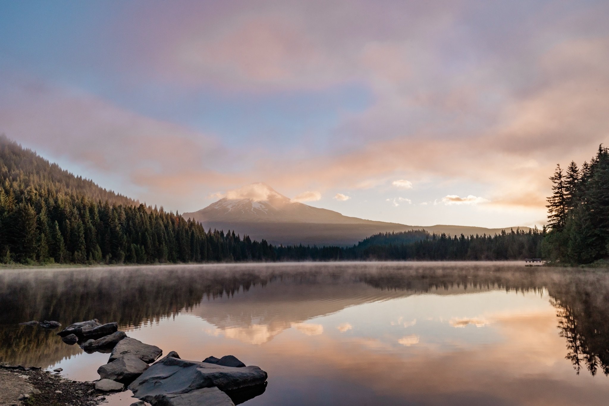 TrilliumLake-Proposal-Sunrise-PinkClouds-MtHood-Studio623Photography-SandyOregon-45.jpg