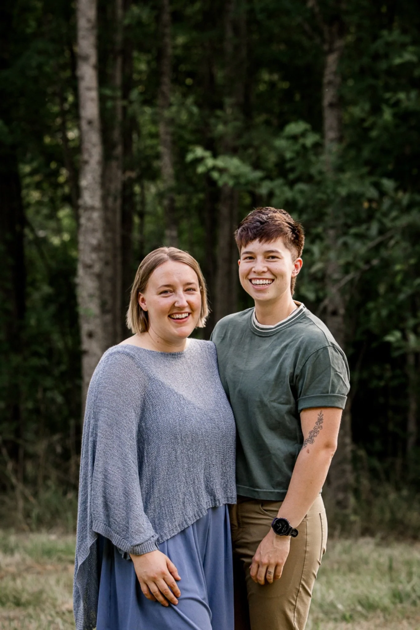 A mother and her teenage son in the evening light
