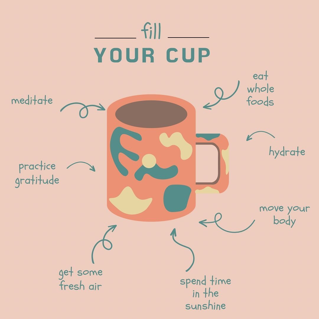 Fill your cup with the good stuff! 🌿✨ 

Embrace the power of meditation, savor the nourishment of whole foods, practice gratitude daily, hydrate, move your body and soak up the great outdoors. Your well-being deserves it. 🌞🍃 

#HolisticHealth #Min