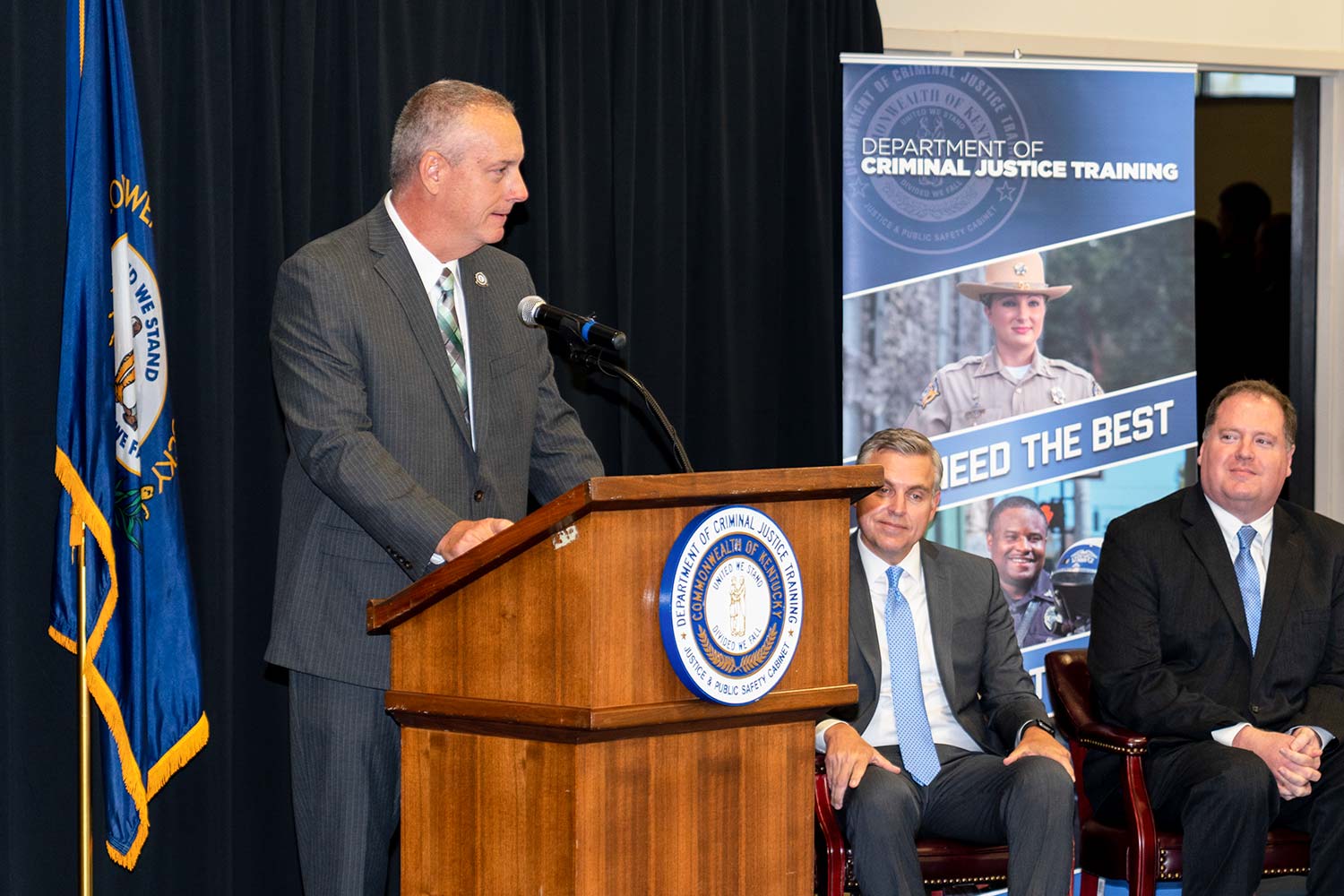  Department of Criminal Justice Training Commissioner Alex Payne speaks to attendees. (Photo by Jim Robertson) 