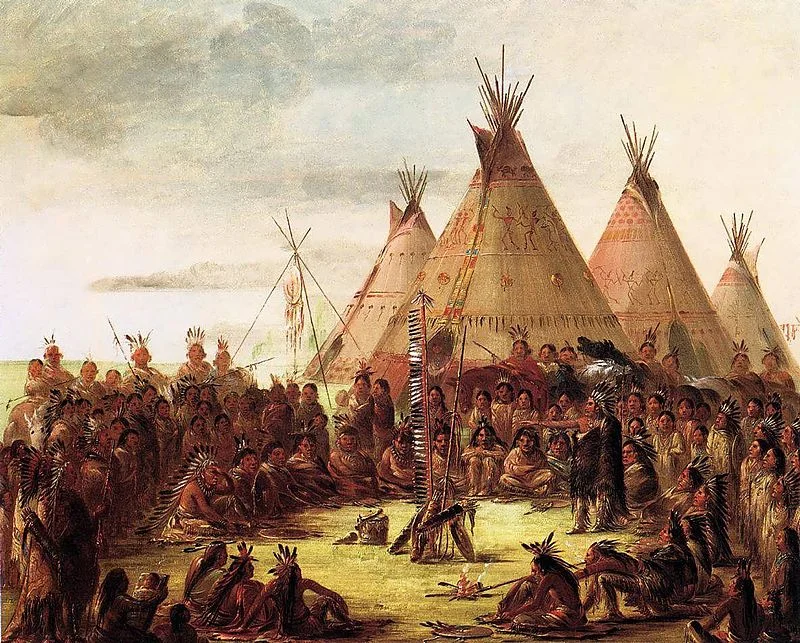 Painted by George Catlin in 1850. Image via Wikicommons: https://commons.wikimedia.org/wiki/George_Catlin#/media/File:Catlinpaint.jpg