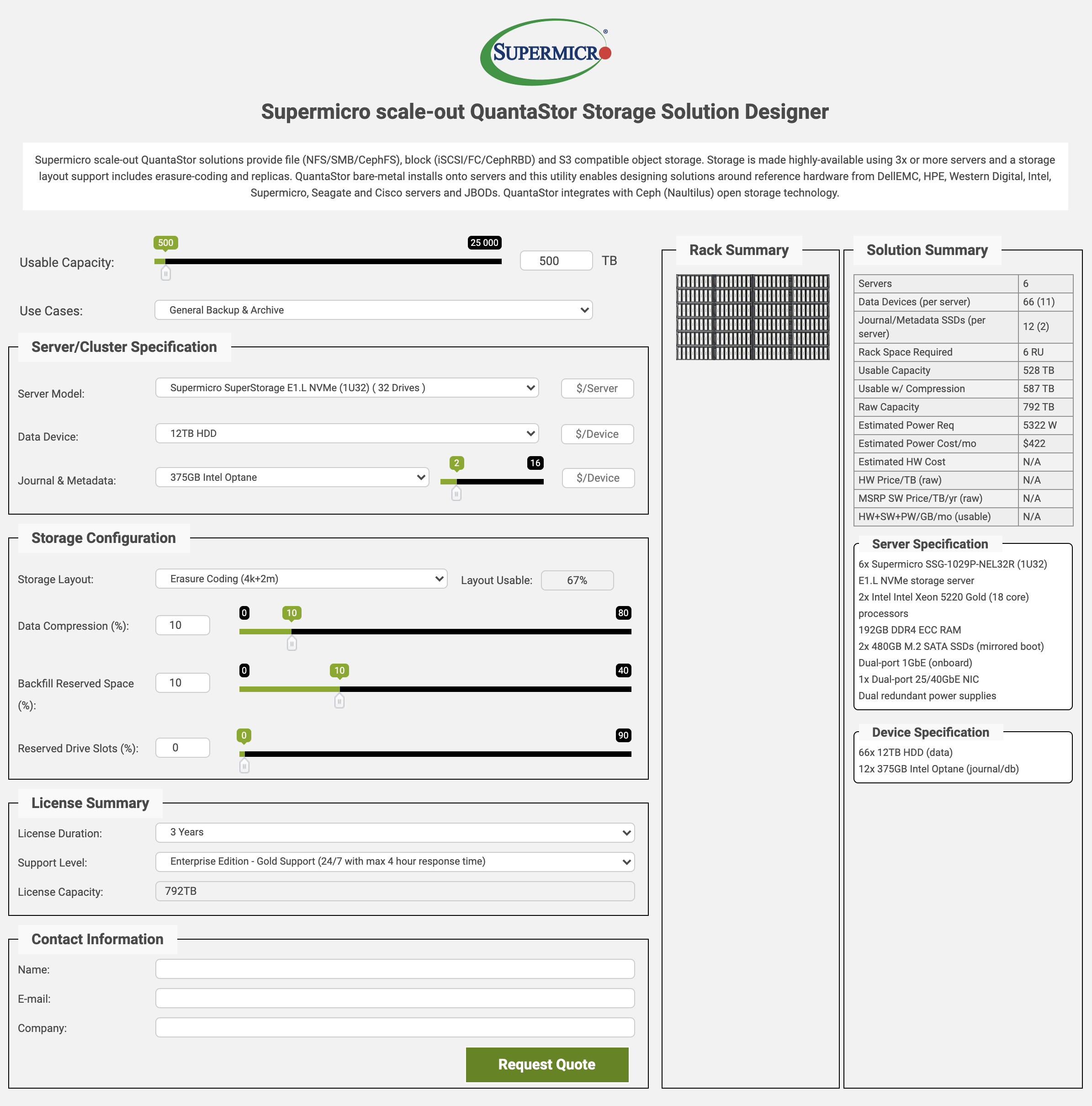Supermicro + QuantaStor Solution Design Tools — OSNexus