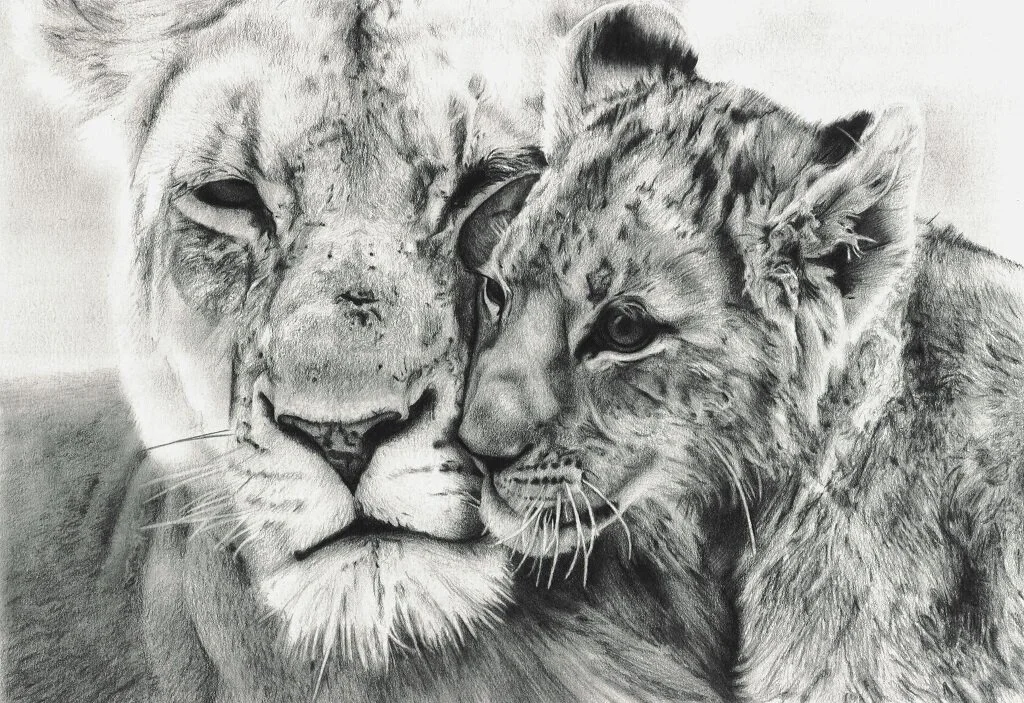 Lioness and Cub Print