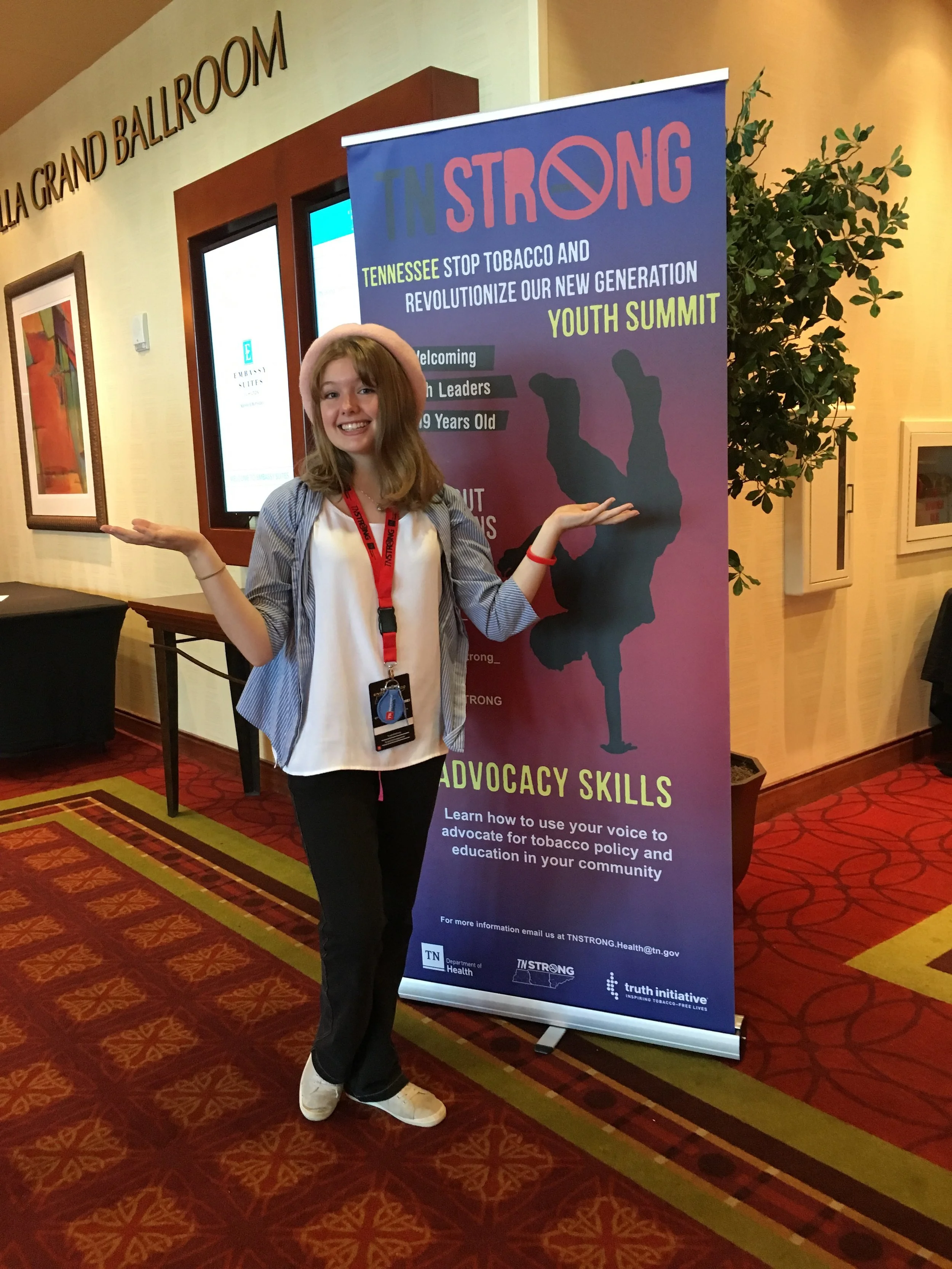 One of our ambassadors, Elaina Ellis, participating in the Tennessee Tobacco Youth Summit