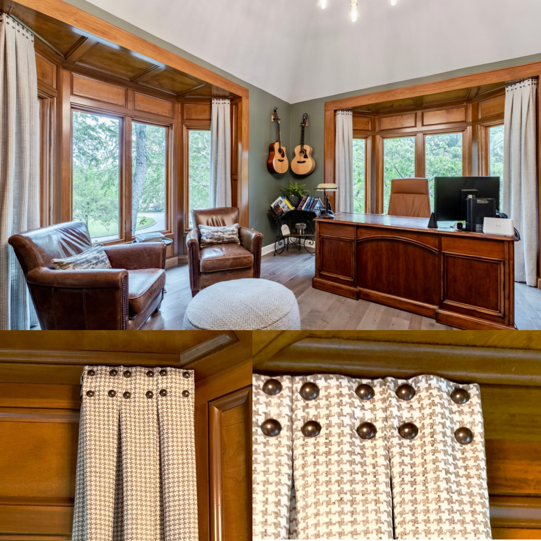 Box Pleat Drapery Panels with Nail Heads