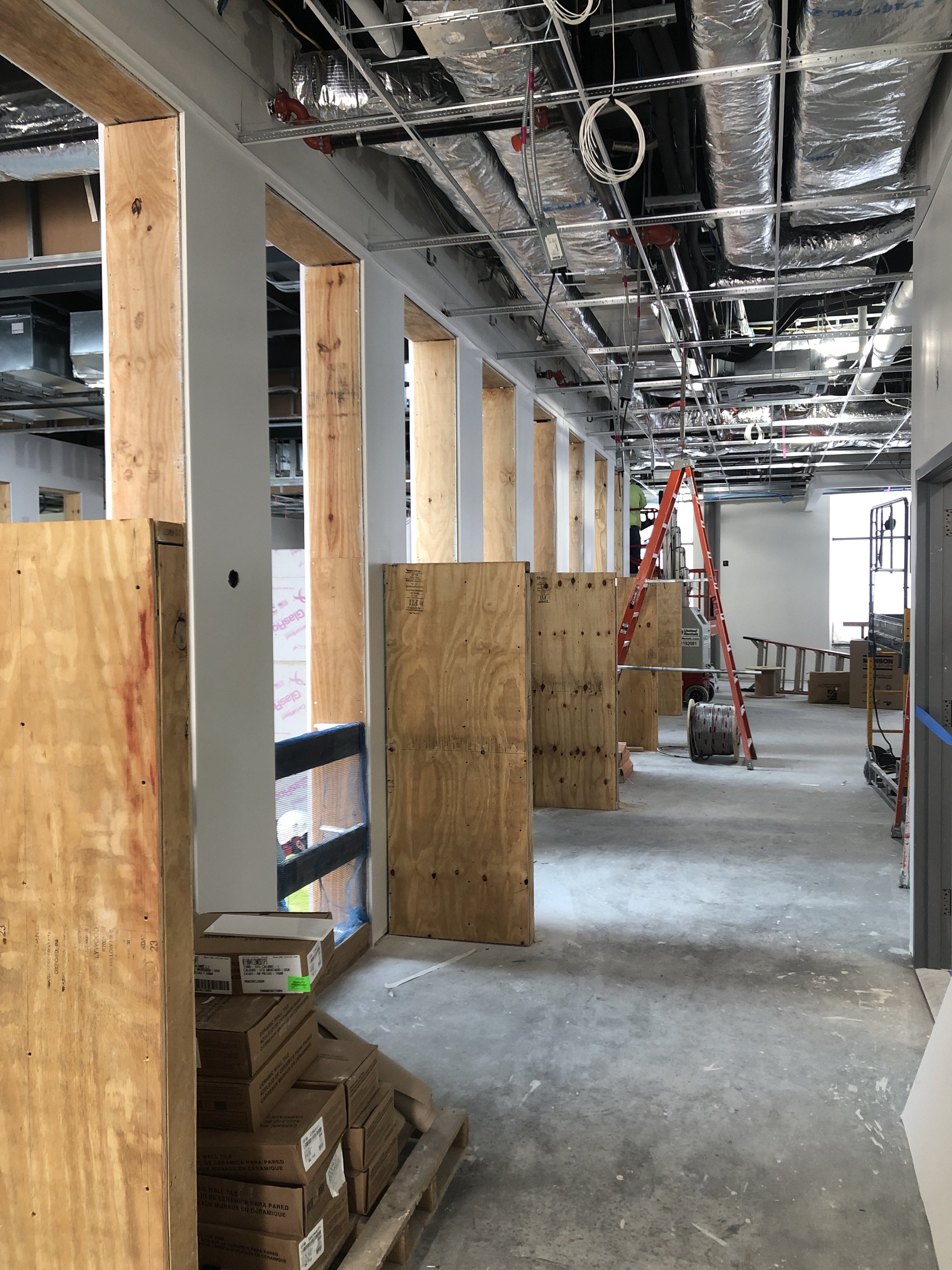 Upper Level Tutoring Partitions Framing and Plywood