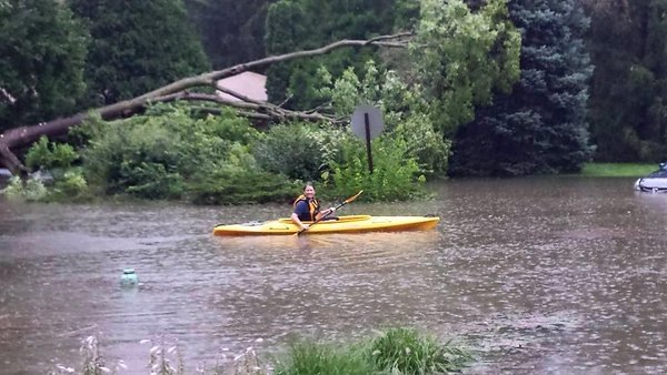 A    @WTHRcom    viewer KAYAKING on 79th &amp; Allisonville RESCUED a dog in a stranded car last July!