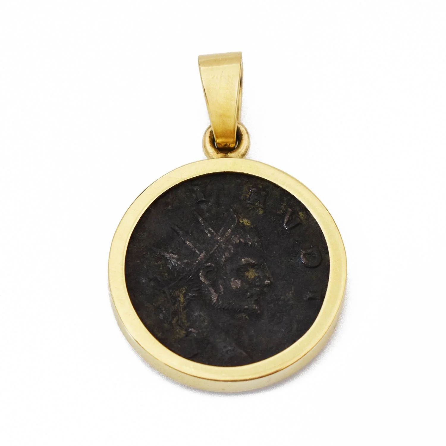 Ancient Coin Pendant Gold Bezel