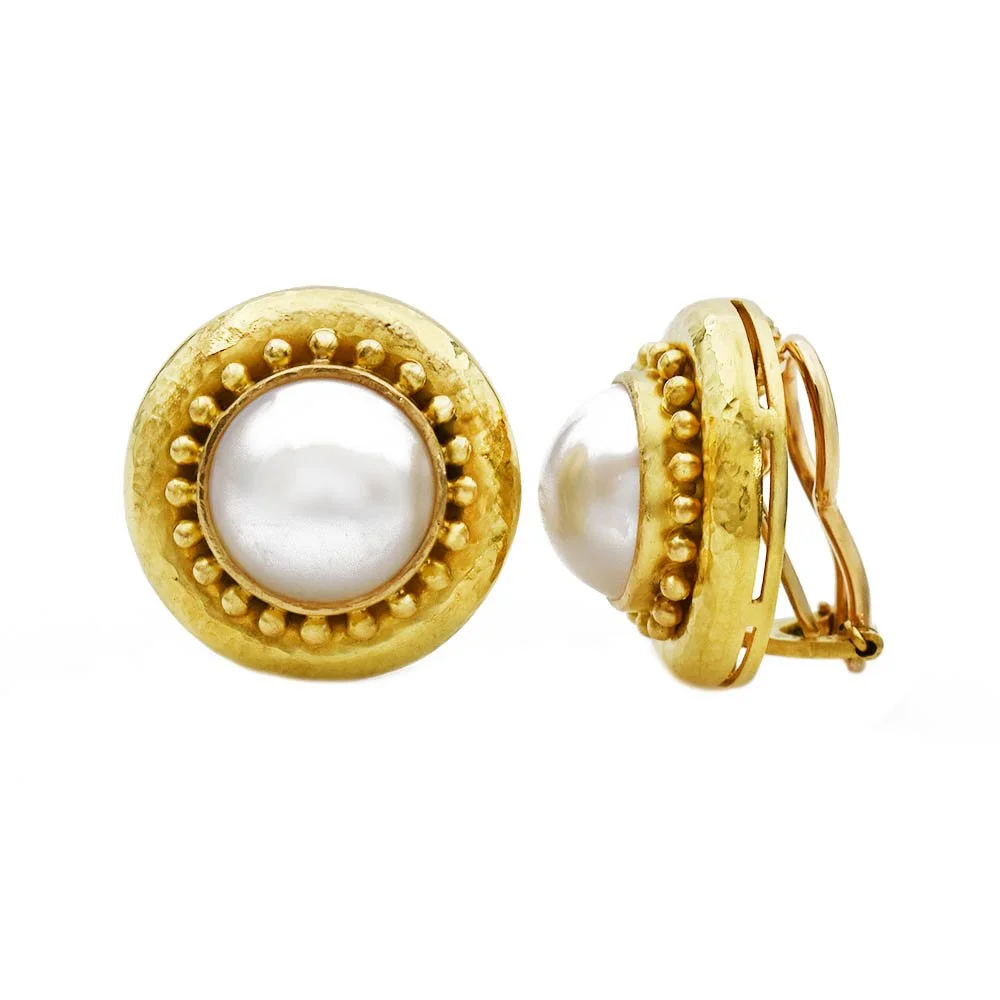 Elizabeth Locke Mabe Pearl Earrings Gold