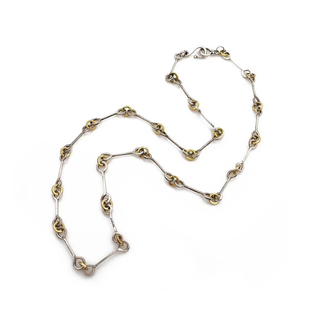 James Cleland Fancy Link Chain Necklace Gold Silver