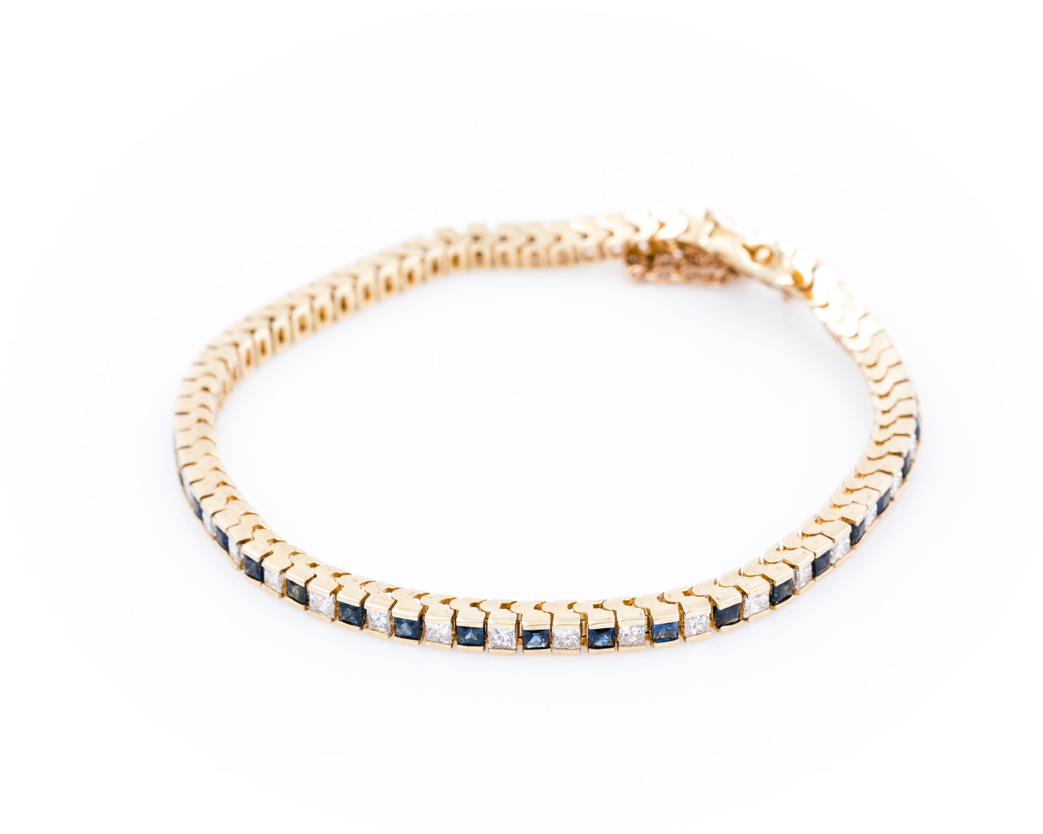 5Ctw Princess Cut Sapphire & Diamond Women's Bangle Bracelet 14K White Gold Fn