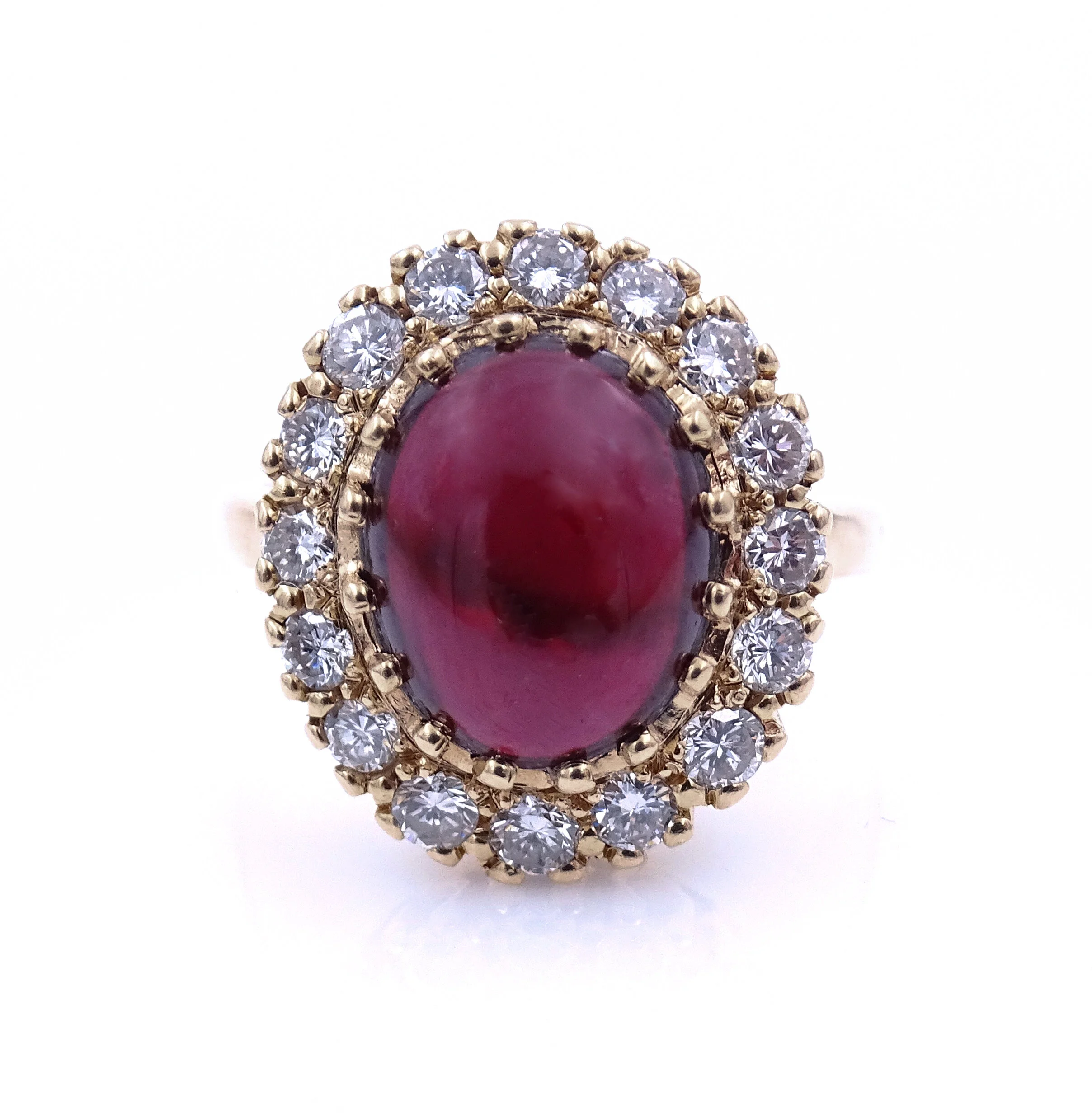 Oval Cabochon Garnet Diamond Ring