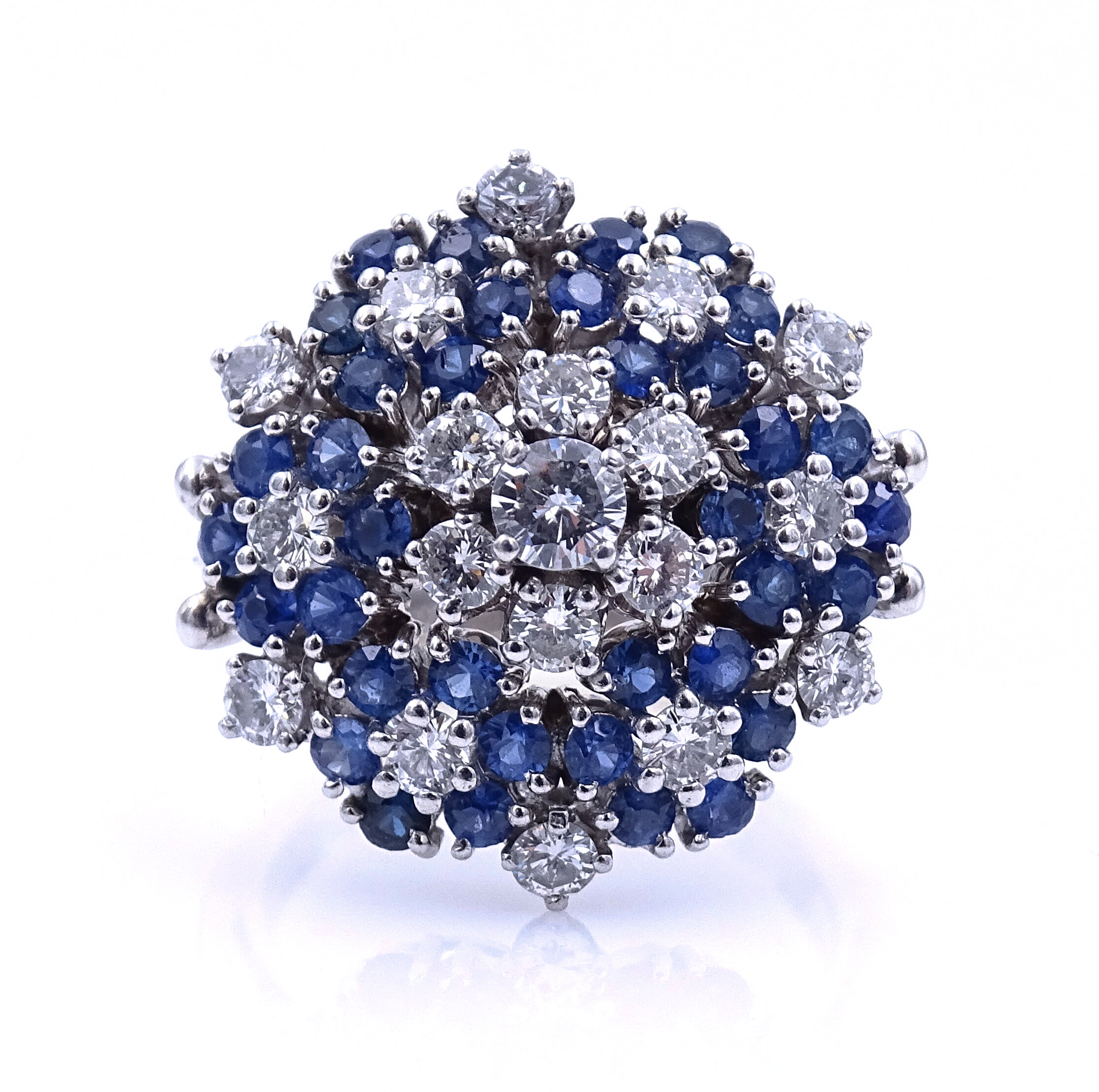 Sapphire Diamond Cluster Ring Gold