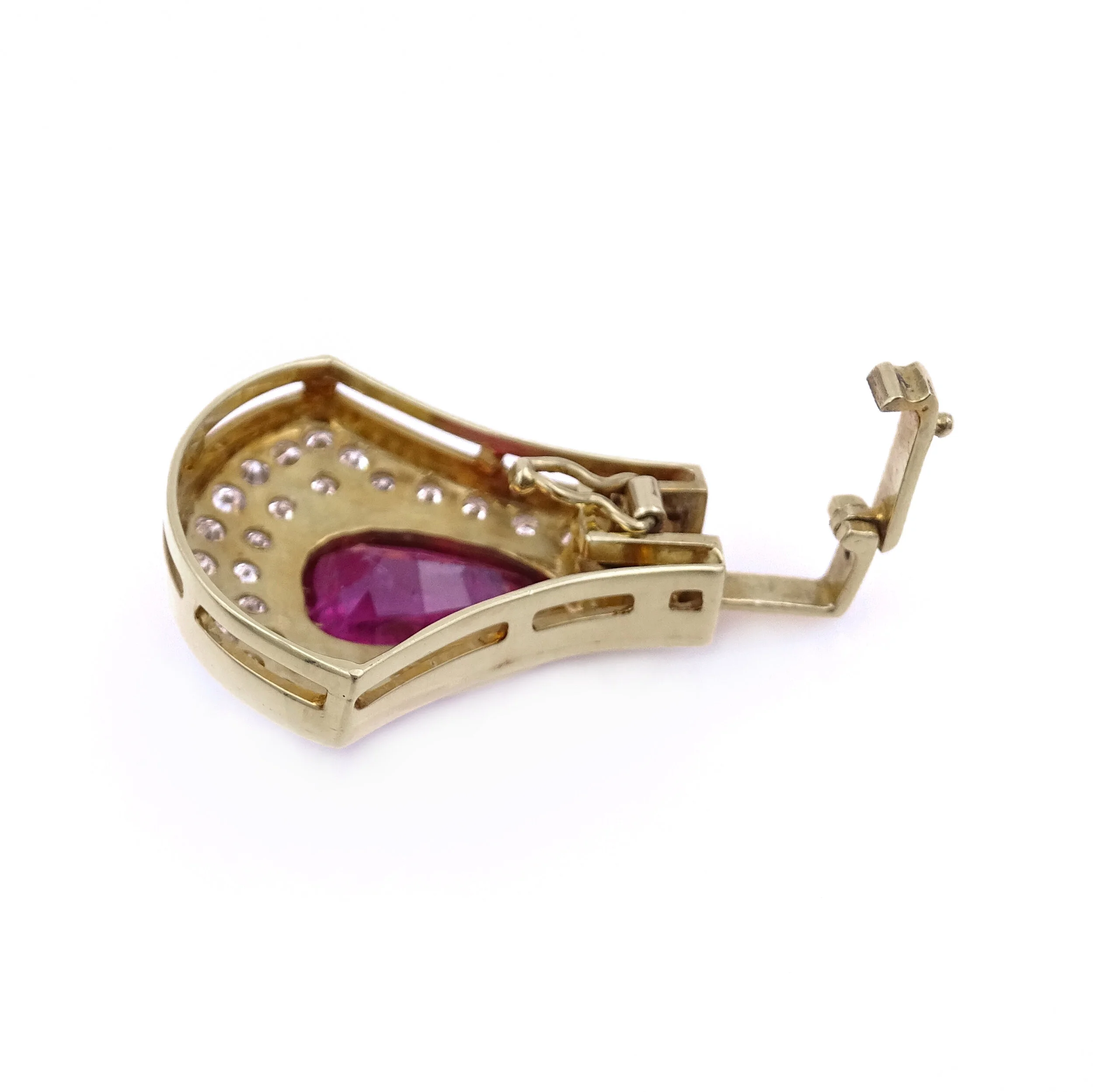 Pink Tourmaline Diamond Pendant/Enhancer Gold