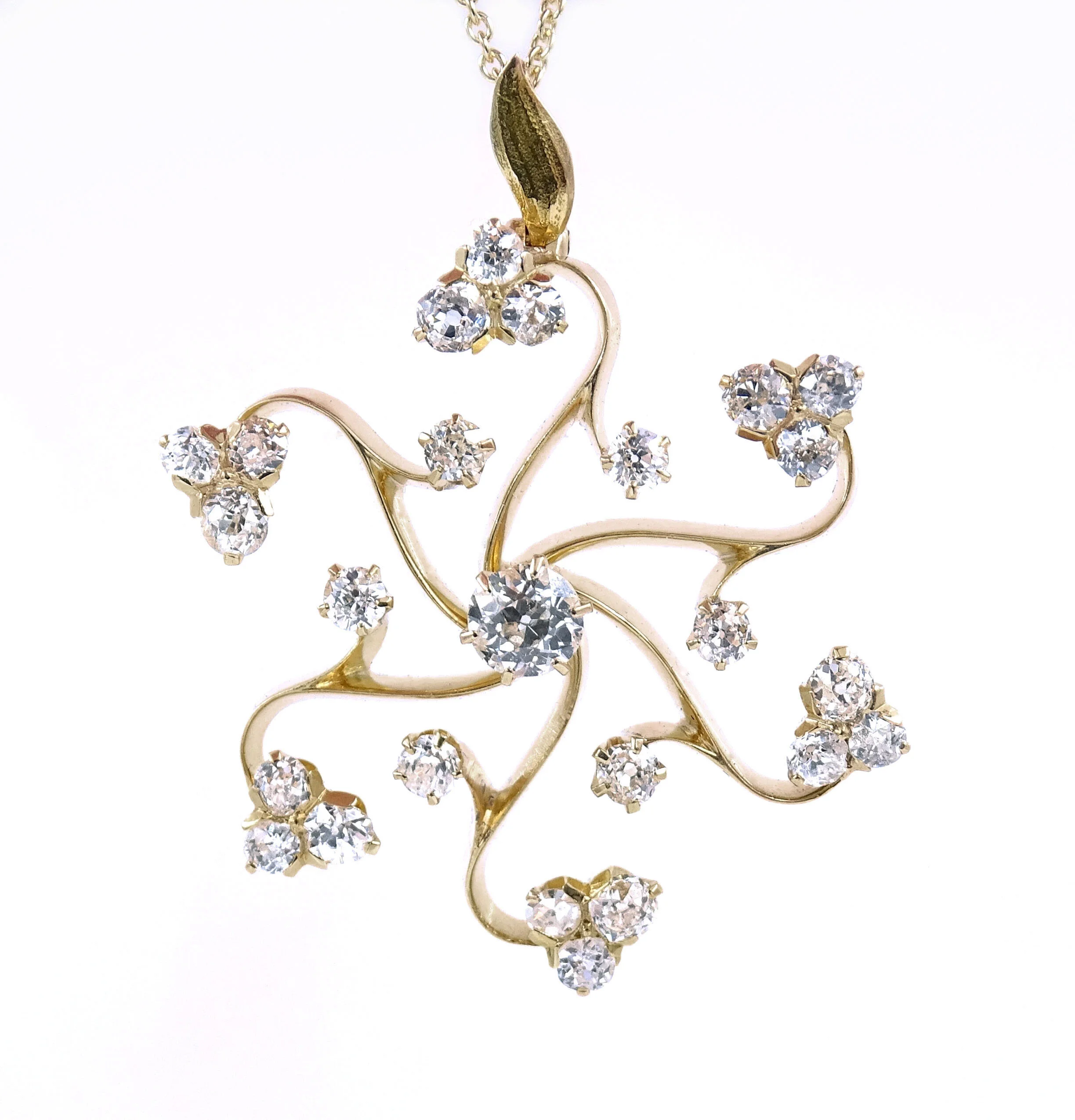 Starburst Diamond Yellow Gold Pendant