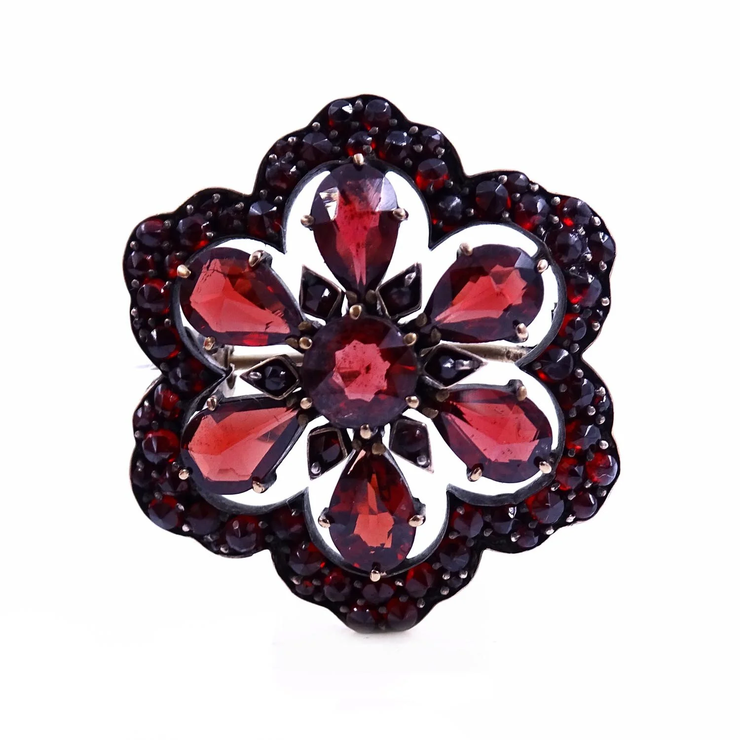 Antique Gold Vermeil Garnet Brooch