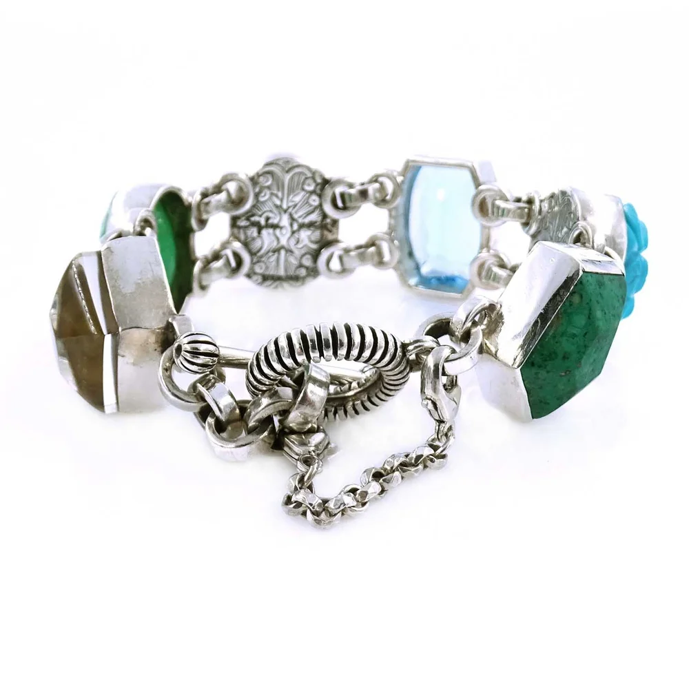 【STEPHEN DWECK】 マーガレットチェーン Stephen Dweck Designer Carved Turquoise Motorcycle Chain