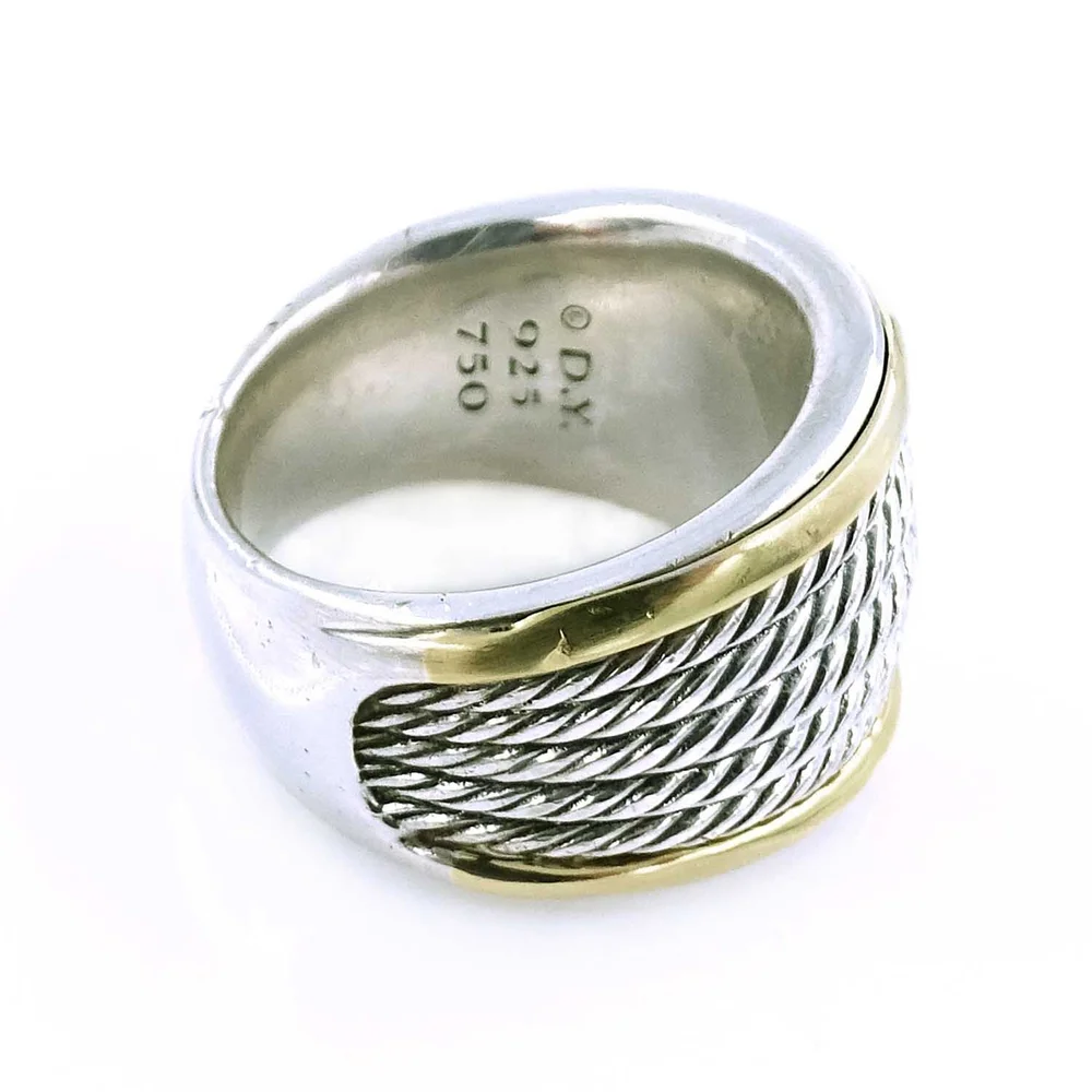 David Yurman Stacked Rope Ring Silver Gold Antique Estate