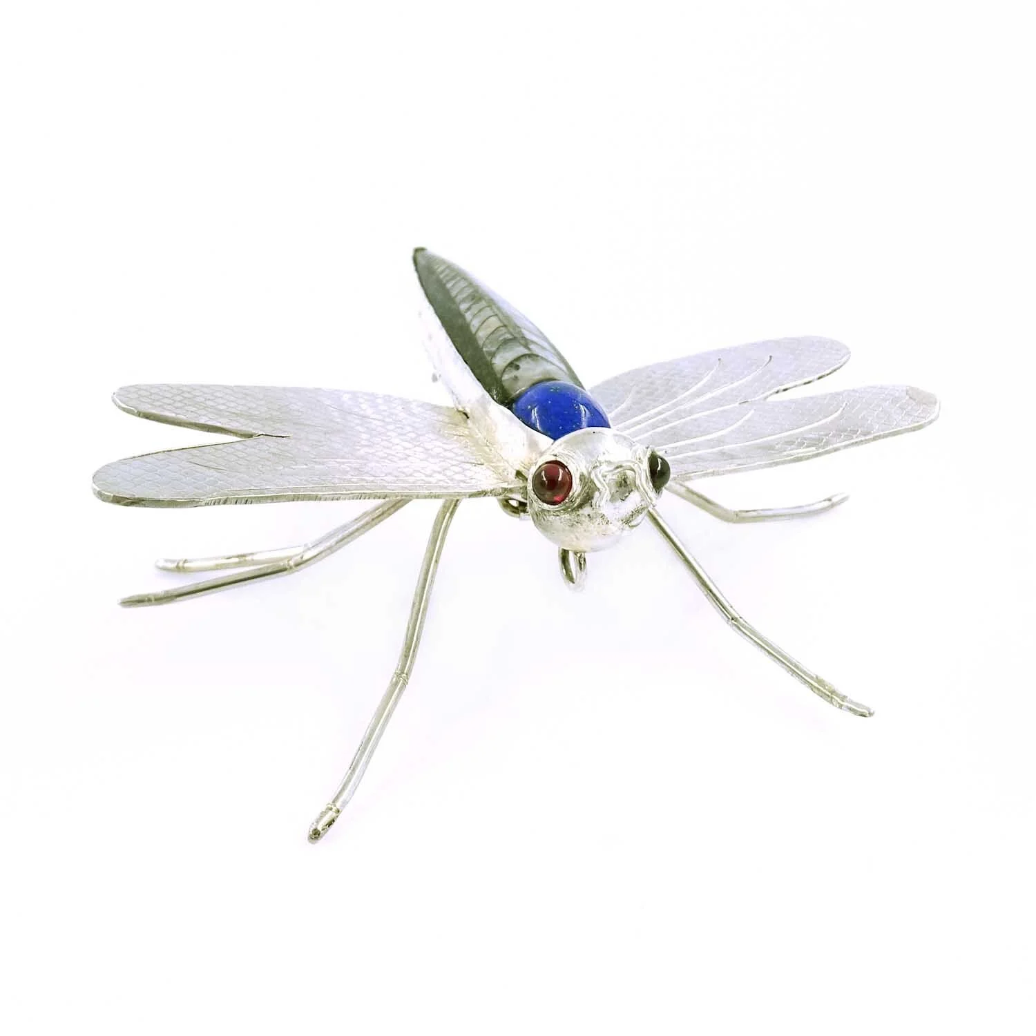 James Cleland Dragonfly Brooch Pendant Ammonite Garnet Lapis