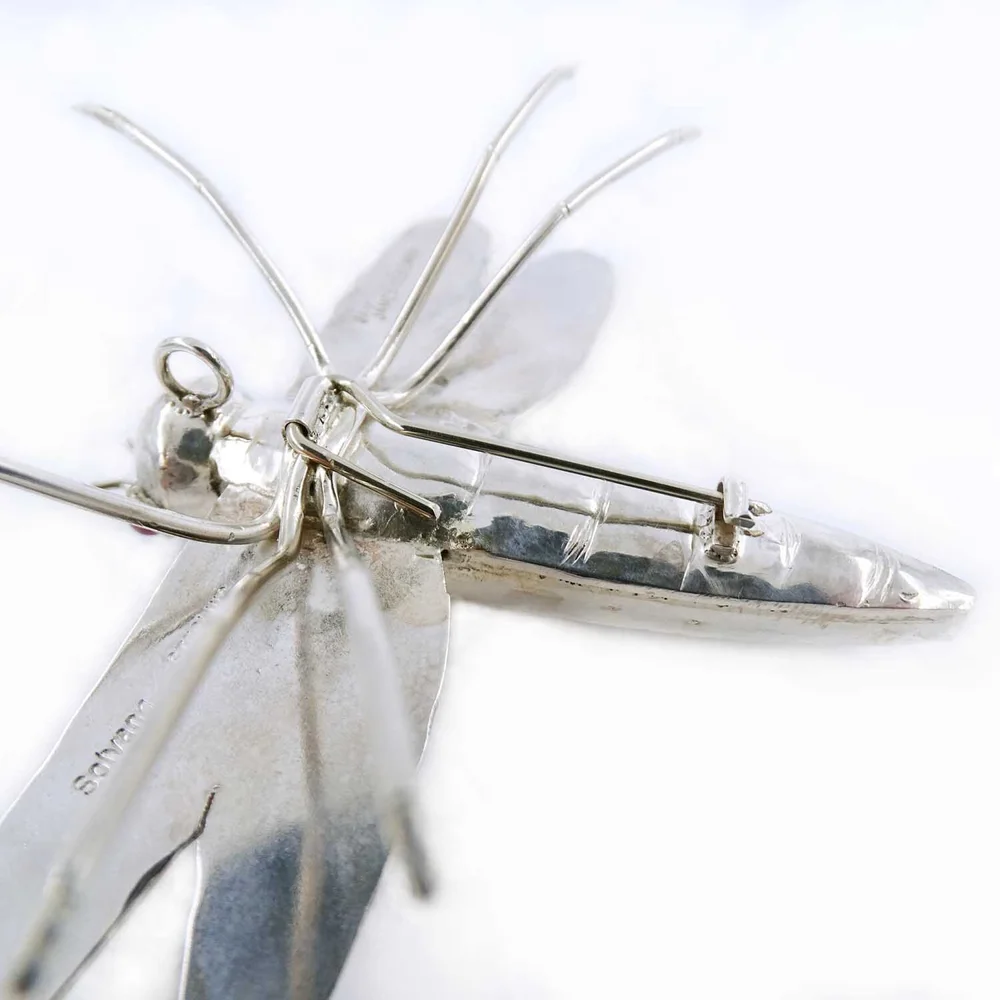 James Cleland Dragonfly Brooch Pendant Ammonite Garnet Lapis