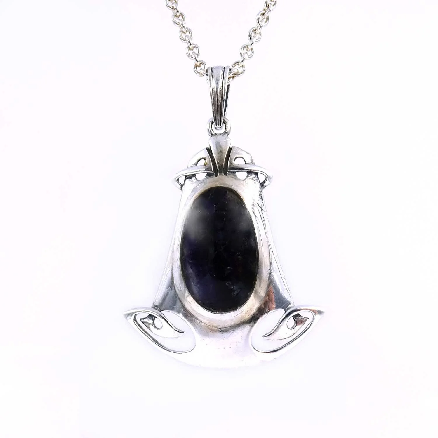 Oval Fluorite Sterling Silver Pendant