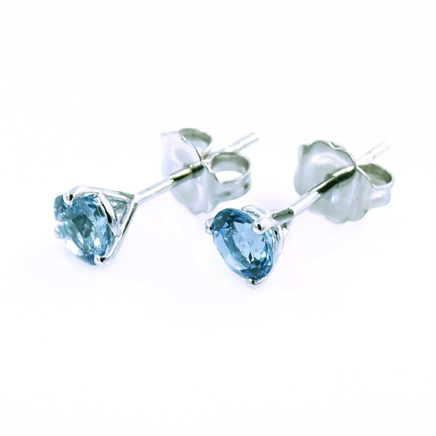 Aquamarine White Gold Stud Earrings 5mm