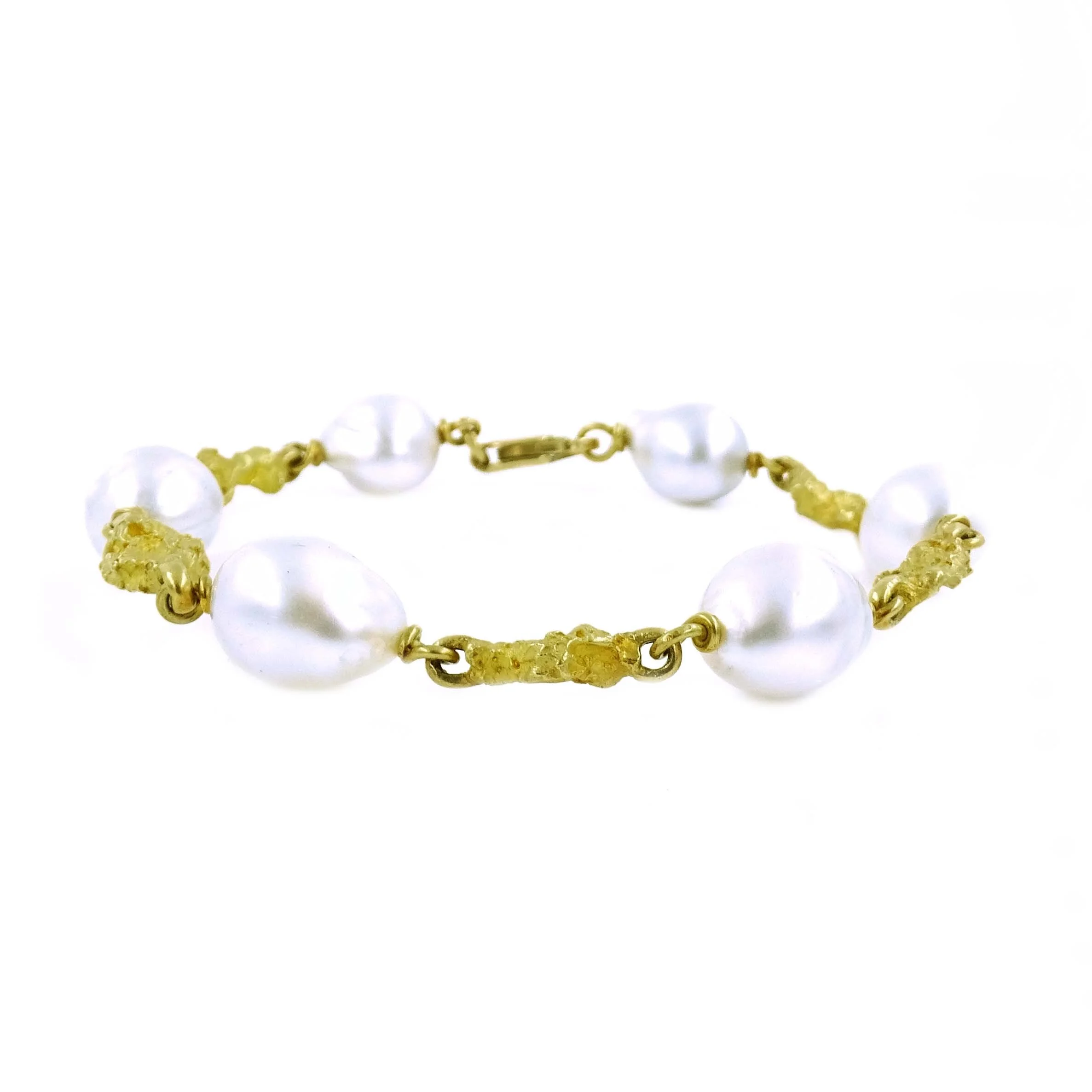 18kt Yellow Gold Nugget Baroque Pearl Bracelet