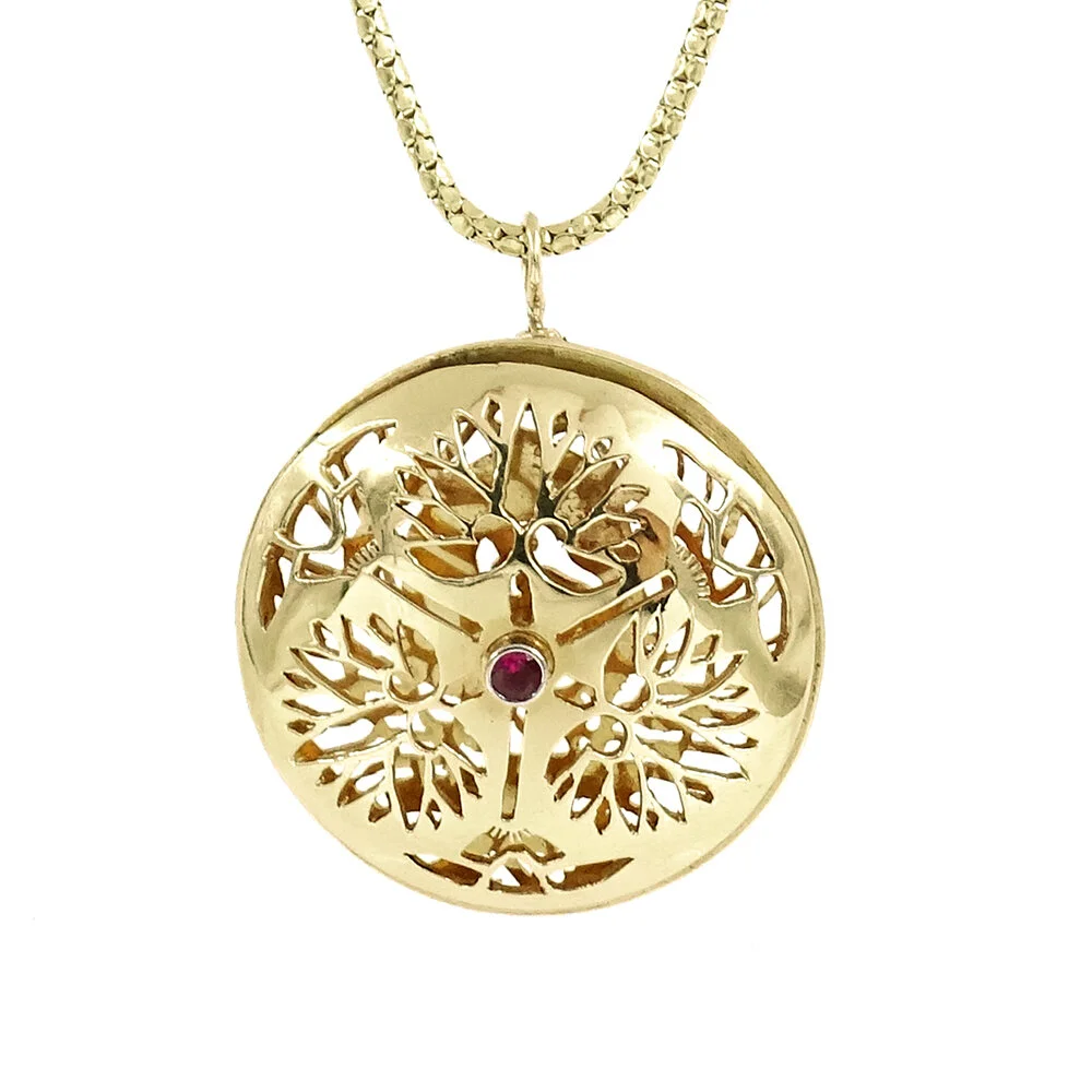 James Cleland Hollyhock Crane Pendant Gold