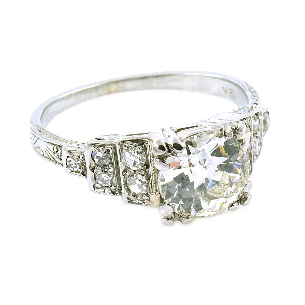 Antique Diamond Engagement Ring Gold 1.03 Carat