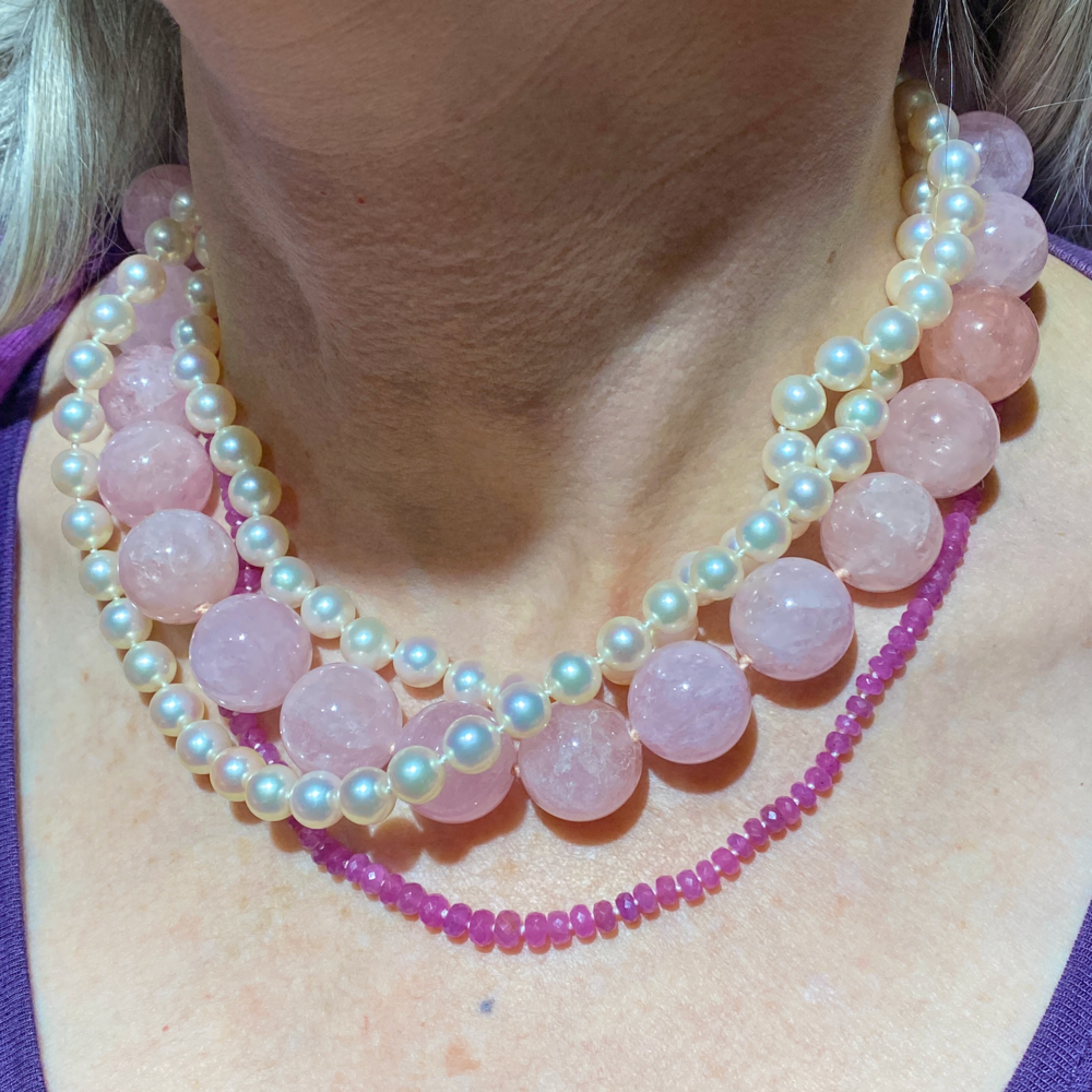 Natural Pink Sapphire Bead Necklace | Antique & Estate Jewelry | Designs in  Gold