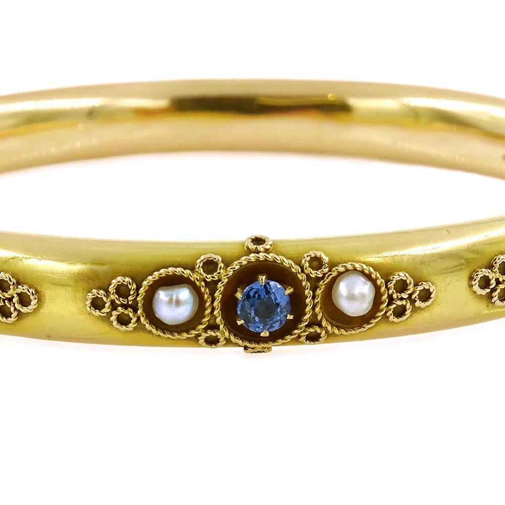 Clark Company Sapphire Pearl Bracelet Antique Estate Jewelry