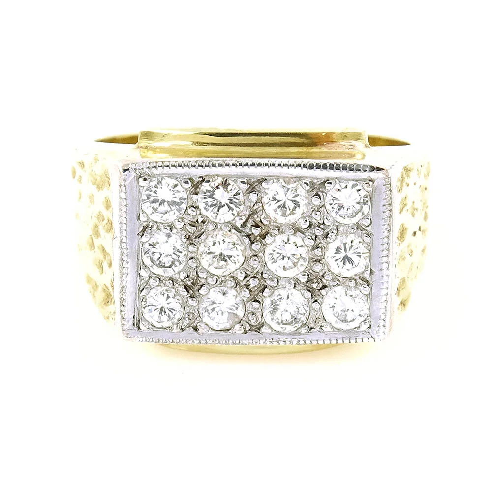 Men's Retro Diamond Gold Ring 0.75 Total Carats