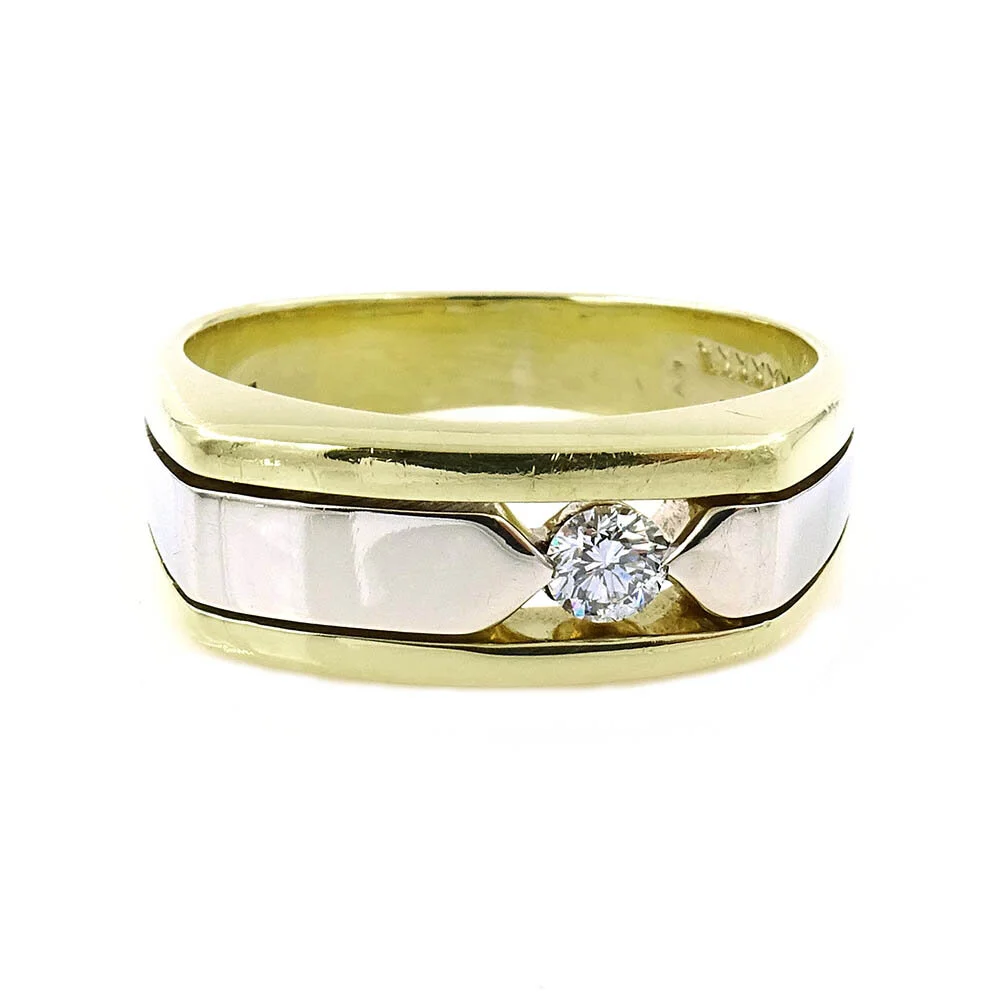 Men's Diamond Band Ring Gold Two-Toned