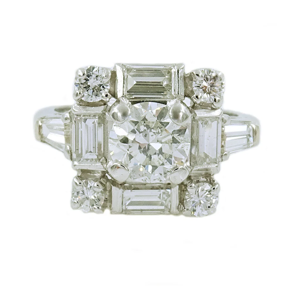 Multi-Shape Diamond Ring Platinum 0.90 Carat