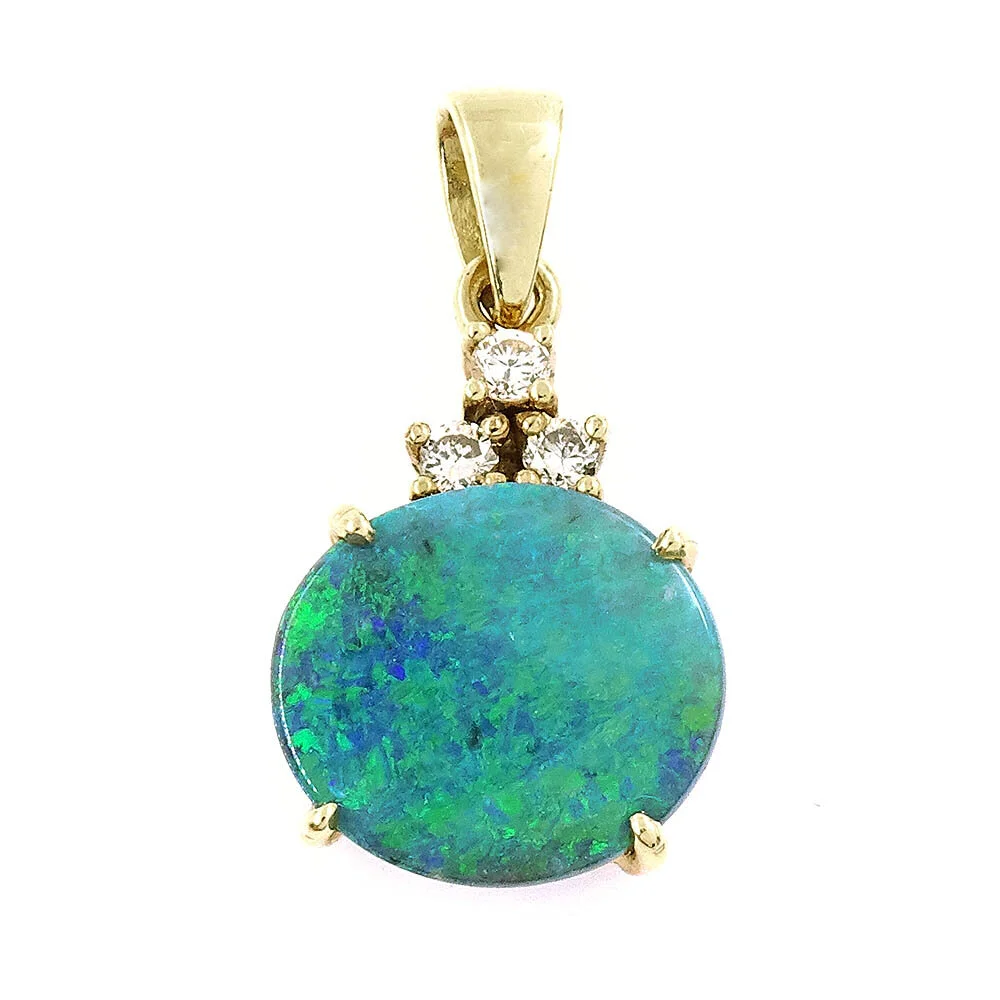 Black Opal Diamond Gold Pendant