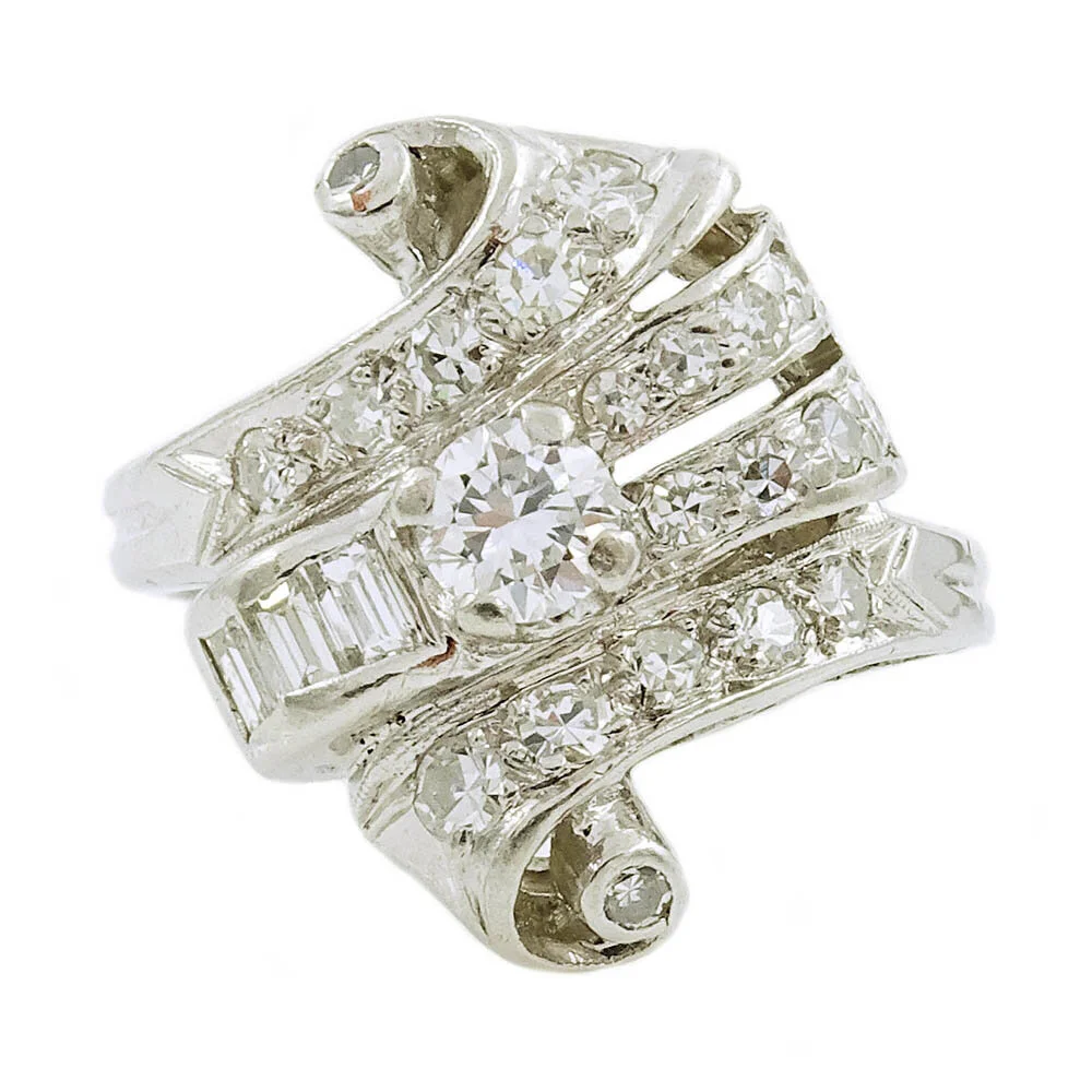 Ribbon Diamond Platinum Ring