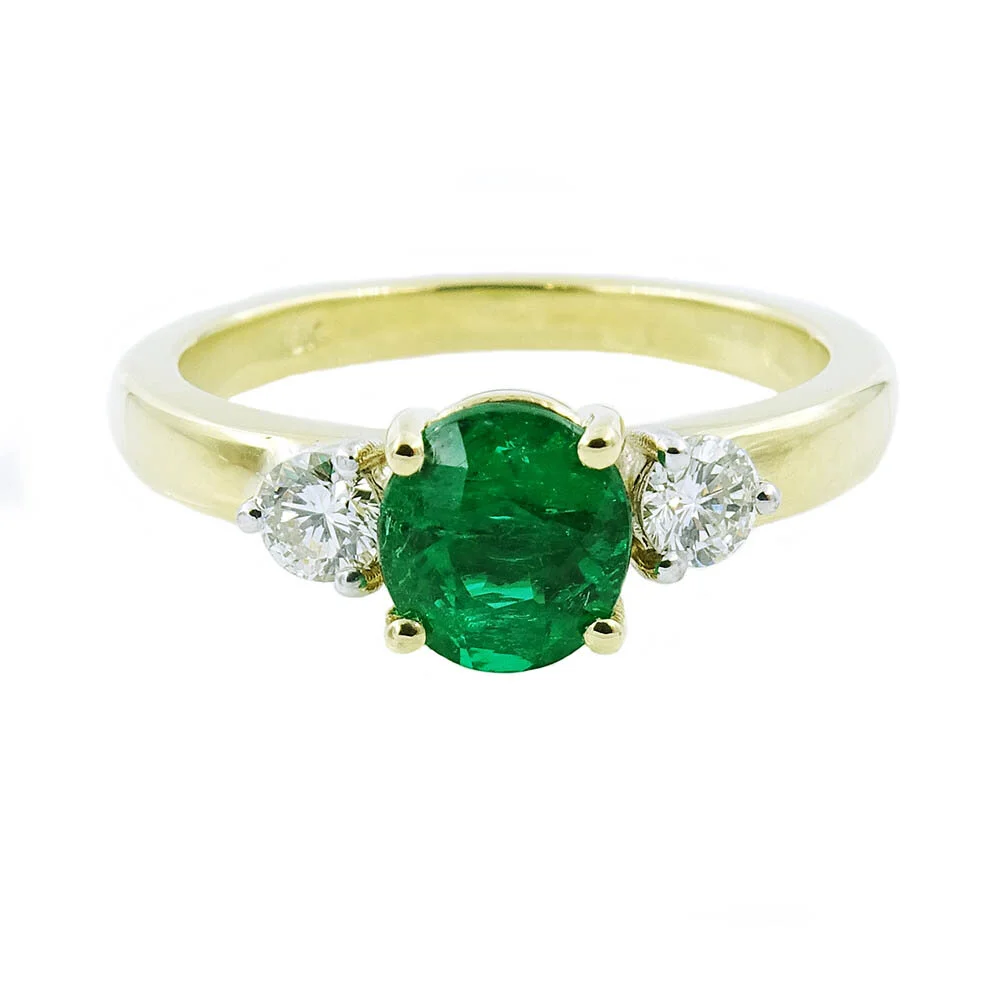Oval Emerald Diamond Gold Ring With GIA Report