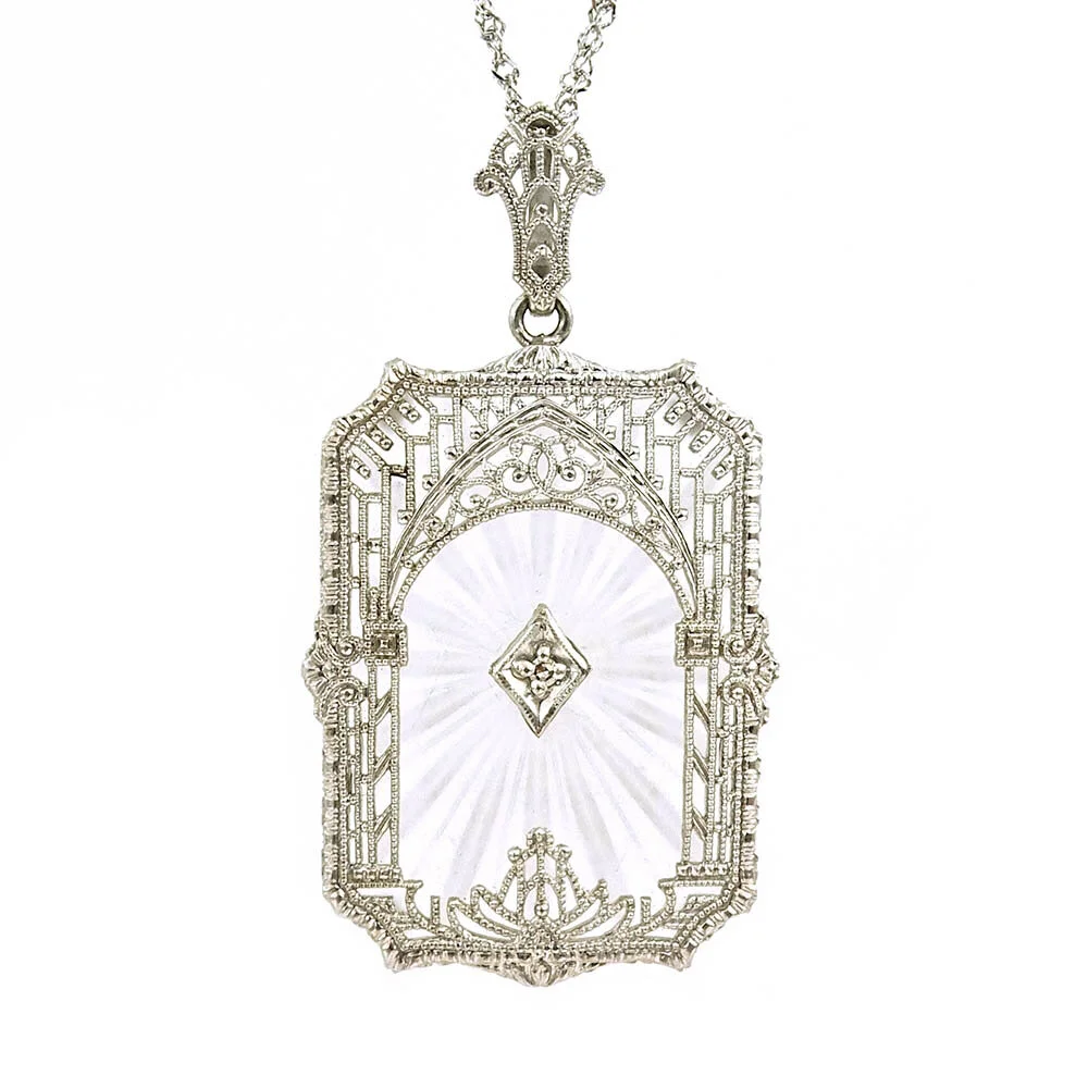 10k White Gold Esemco Filigree Camphor 
