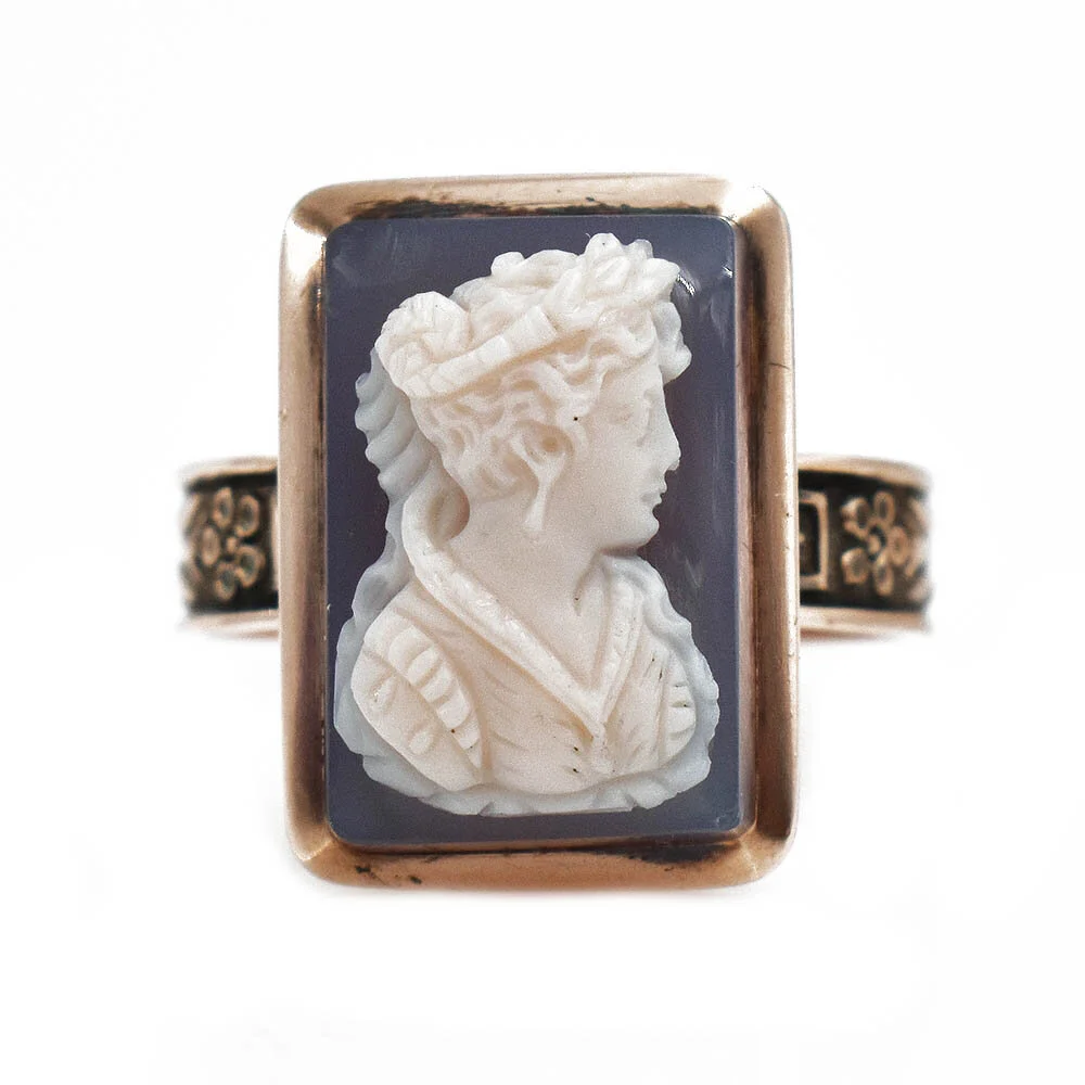 Agate Cameo Rose Gold Ring